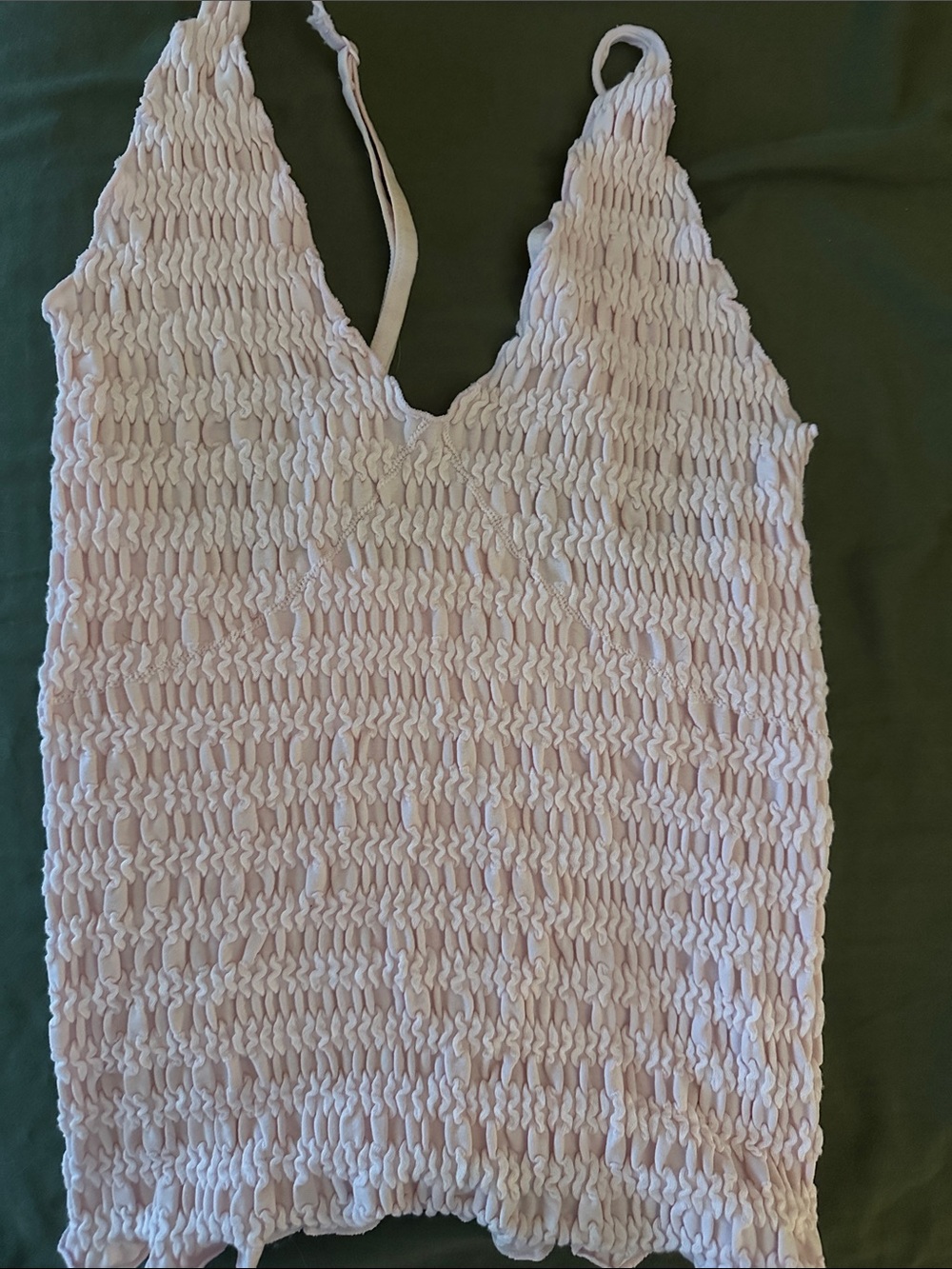 Smocked V-Neck Camisole Tank - Pale Pink